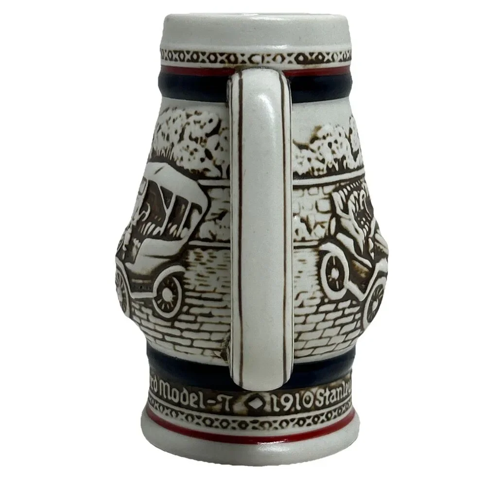 Avon Beer Small Mug Stein 1982 Cars Ford Model T Bugatti Stanley Steamer MG 5 in